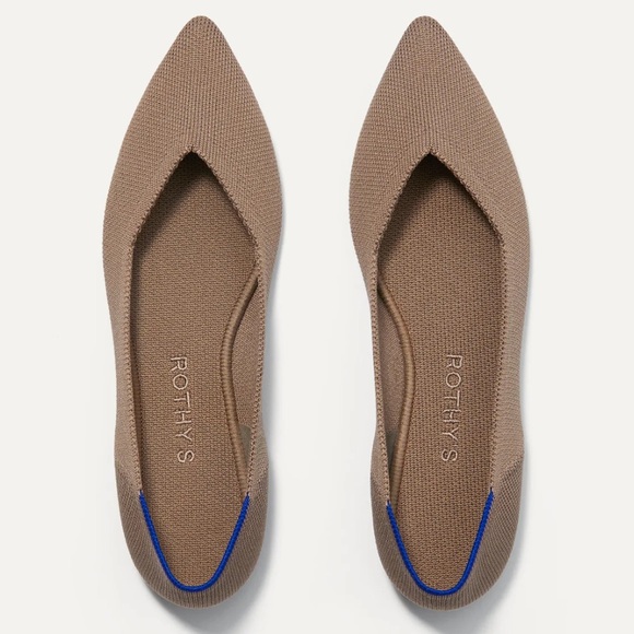 Rothy's Shoes - NEW Rothy's “The Point” Tan Pointed-Toe Flats with V-Cut Design